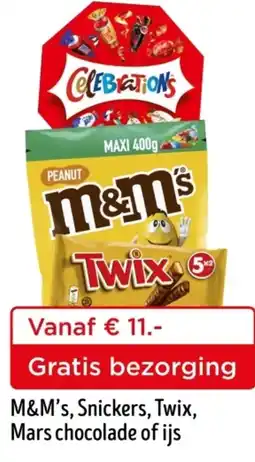 Jumbo M&M's, Snickers, Twix, Mars chocolade of ijs aanbieding