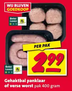 Nettorama Gehaktbal panklaar of verse worst aanbieding
