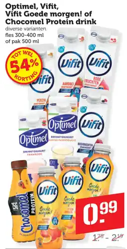 Coop Optimel, Vifit, Vifit Goede morgen! of Chocomel Protein drink aanbieding