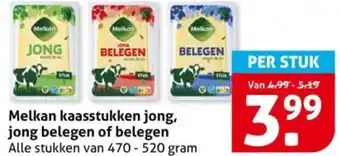 Hoogvliet Melkan kaasstukken jong, jong belegen of belegen aanbieding