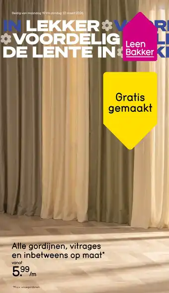 Leen Bakker Alle gordijnen, vitrages en inbetweens op maat aanbieding