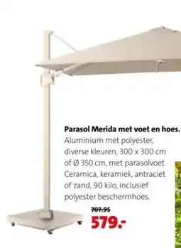 Intratuin Parasol Merida met voet en hoes aanbieding