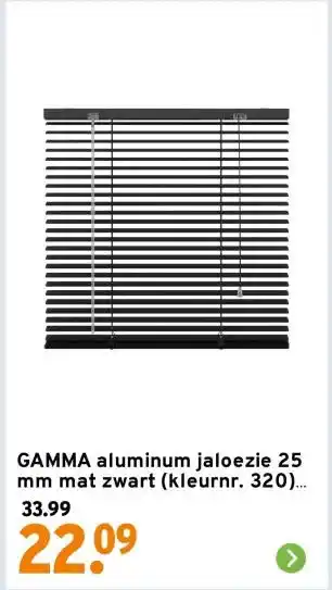 GAMMA GAMMA aluminum jaloezie 25 mm mat zwart (kleurnr. 320) 60x180 cm (bxh) aanbieding