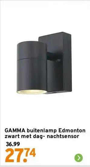 GAMMA GAMMA buitenlamp Edmonton zwart met dag- nachtsensor aanbieding