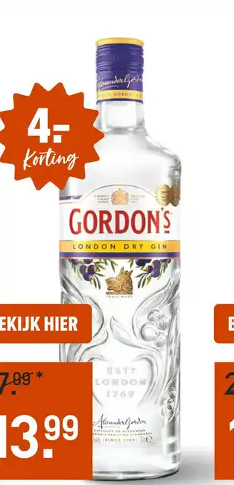 Gall & Gall Gordon's London Dry 70CL aanbieding