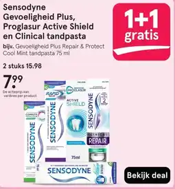 Etos Sensodyne Gevoeligheid Plus, Proglasur Active Shield en Clinical tandpasta aanbieding