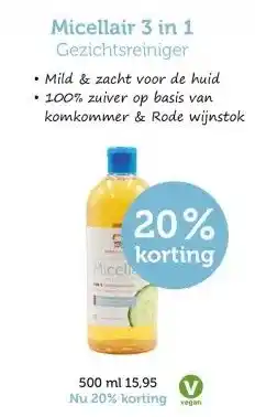 De Rode Pilaren Micellair 3 in 1 Gezichtsreiniger aanbieding