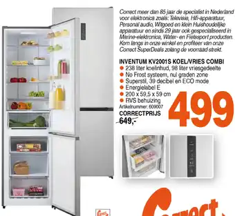 Correct Inventum kv2001s koel/vries combi aanbieding