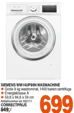 Correct Siemens wm14up95n wasmachine aanbieding