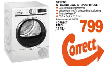 Correct Siemens wt48xm40fg warmtepompdroger aanbieding