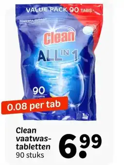 Wibra Clean vaatwas tabletten aanbieding