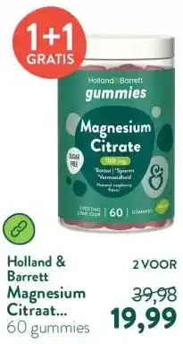 Holland & Barrett Magnesium Citraat Gummies 100mg - 60 gummies aanbieding