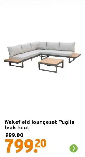 GAMMA Wakefield loungeset Puglia teak hout aanbieding