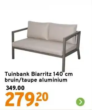 GAMMA Tuinbank Biarritz 140 cm bruin/taupe aluminium aanbieding