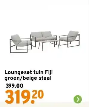 GAMMA Loungeset tuin Fiji groen/beige staal aanbieding