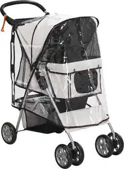 Bol.com PawHut hondenbuggy met regenhoes - tot 15 kg - 75x45x97 cm - grijs aanbieding