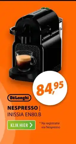 Expert DeLonghi Nespresso Inissia EN80.B Zwart aanbieding