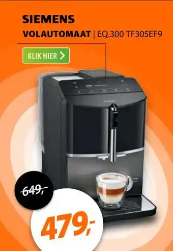 Expert Siemens EQ.300 TF305EF9 Zwart/rvs aanbieding