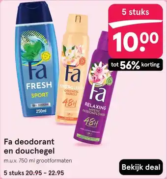 Etos Fa deodorant en douchegel aanbieding