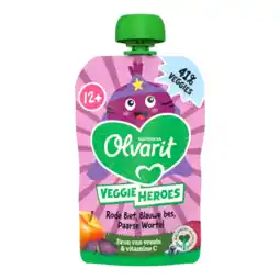 Albert Heijn Olvarit Veggie heroes beetroot, blue berry 12m+ aanbieding