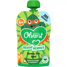 Albert Heijn Olvarit Veggie heroes spinach, kiwi, appel 6m+ aanbieding