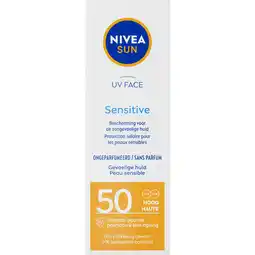 Jumbo Nivea Sun Gezicht SPF 50 ZonnecrÃ¨me Sensitive 50 ML aanbieding