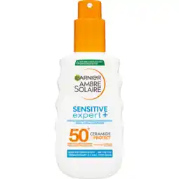 Jumbo Garnier Ambre Solaire Sensitive Zonnebrandspray SPF 50+ 150ML aanbieding