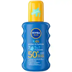 Jumbo Nivea Sun Kids Protect & Play 50+ Zeer Hoog Sun Spray 200 ML aanbieding