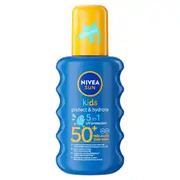 Jumbo Nivea Sun Kids Protect & Play 50+ Zeer Hoog Sun Spray 200 ML aanbieding