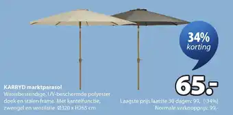 Jysk KARRYD marktparasol aanbieding