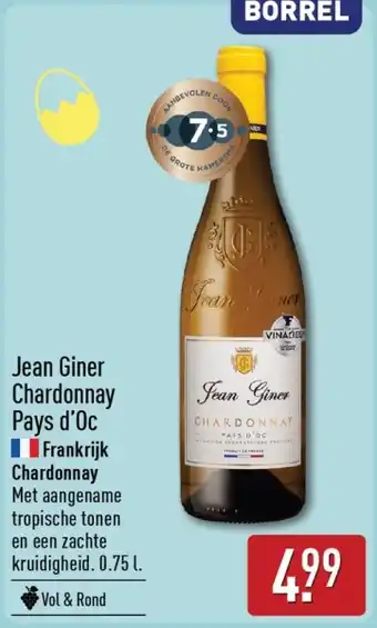 ALDI Jean Giner Chardonnay Pays d'Oc aanbieding