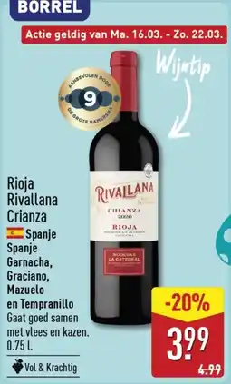 ALDI Rioja Rivallana Crianza aanbieding