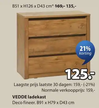 Jysk VEDDE ladekast aanbieding