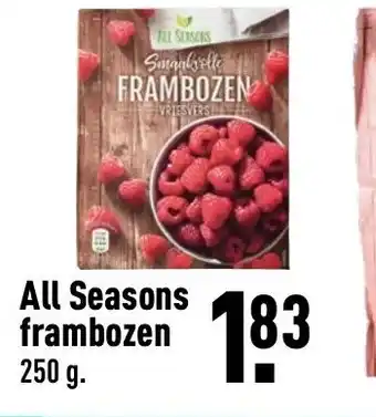 ALDI All seasons frambozen 250g aanbieding