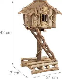 Bol.com vogelhuis staand, onbehandeld hout, op de standaard, met de hand gemaakt, met ladder, natuur aanbieding