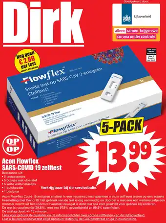 Dirk Acon Flowflex SARS-COVID 19 zelftest aanbieding