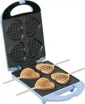 Bol.com Bestron Wafelijzer - DSW271B - 1400W - 4 mini hartvormige wafels - incl. 20 houten stokjes - Blauw aanbieding