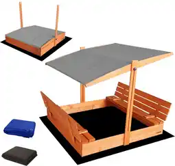 Bol.com Sunwood Zandbak met Dak - XL Hout 140x140 cm - Gecertificeerd & Geïmpregneerd aanbieding