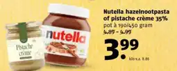 Poiesz Nutella hazelnootpasta of pistache crème 35% aanbieding