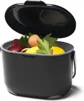 Bol.com Compost Caddy GFT afvalbakje met losse binnenemmer - 3 l - zwart / grijs aanbieding