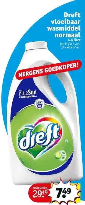 Kruidvat Dreft vloeibaar wasmiddel normaal aanbieding