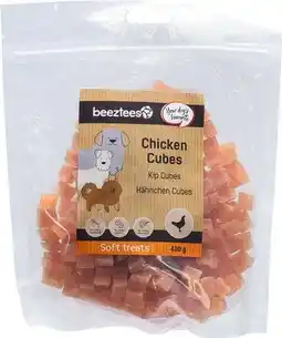 Intratuin Beeztees natuurlijke snack kip cubes 400 g aanbieding