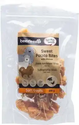 Intratuin Beeztees natuurlijke snack zoete aardappel met kip bites 200 g aanbieding