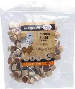 Intratuin Beeztees natuurlijke snack kip met vis sushi 400 g aanbieding