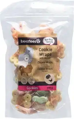 Intratuin Beeztees natuurlijke snack kip medium cookie wraps 200 g aanbieding