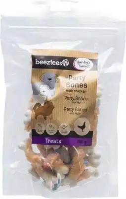 Intratuin Beeztees natuurlijke snack kip party bones 200 g aanbieding