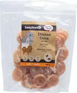 Intratuin Beeztees natuurlijke snack kip met vis coins 400 g aanbieding
