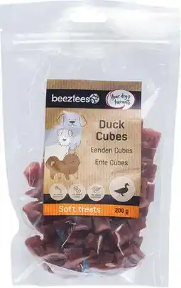 Intratuin Beeztees natuurlijke snack eend cubes 200 g aanbieding