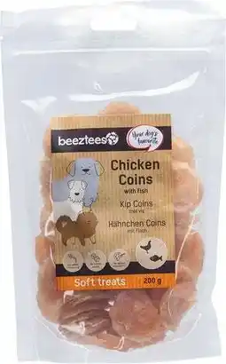 Intratuin Beeztees natuurlijke snack kip met vis coins 200 g aanbieding