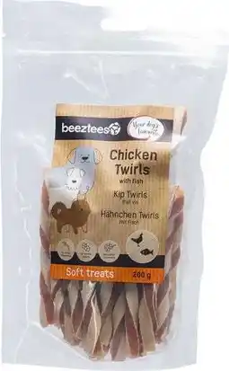 Intratuin Beeztees natuurlijke snack kip met vis twirls 200 g aanbieding